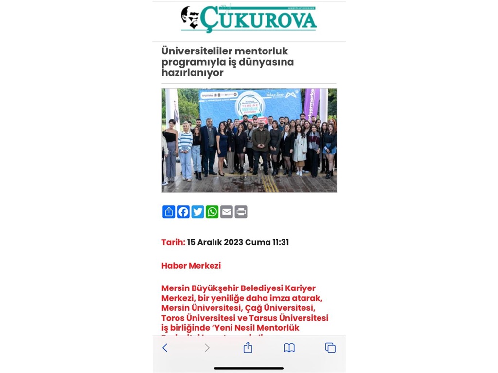Tersine Mentörlük Programı - Çukurova Gazetesi