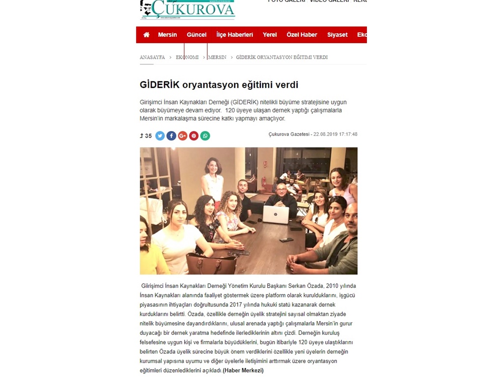 GİDERİK ORYANTASYON EĞİTİMİ (Çukurova Gazetesi)