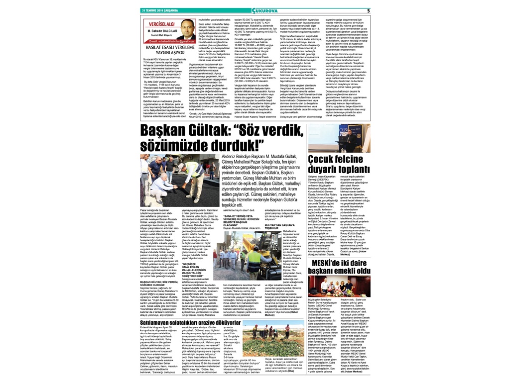 OLBA ROTARY KULÜBÜ SUNUMU ( Çukurova Gazetesi)