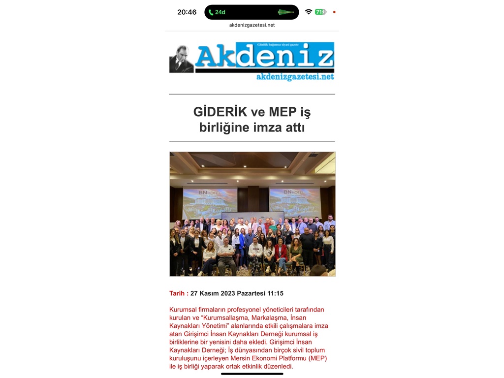 GİDERİK ve MEP İŞBİRLİĞİ - Akdeniz Gazetesi